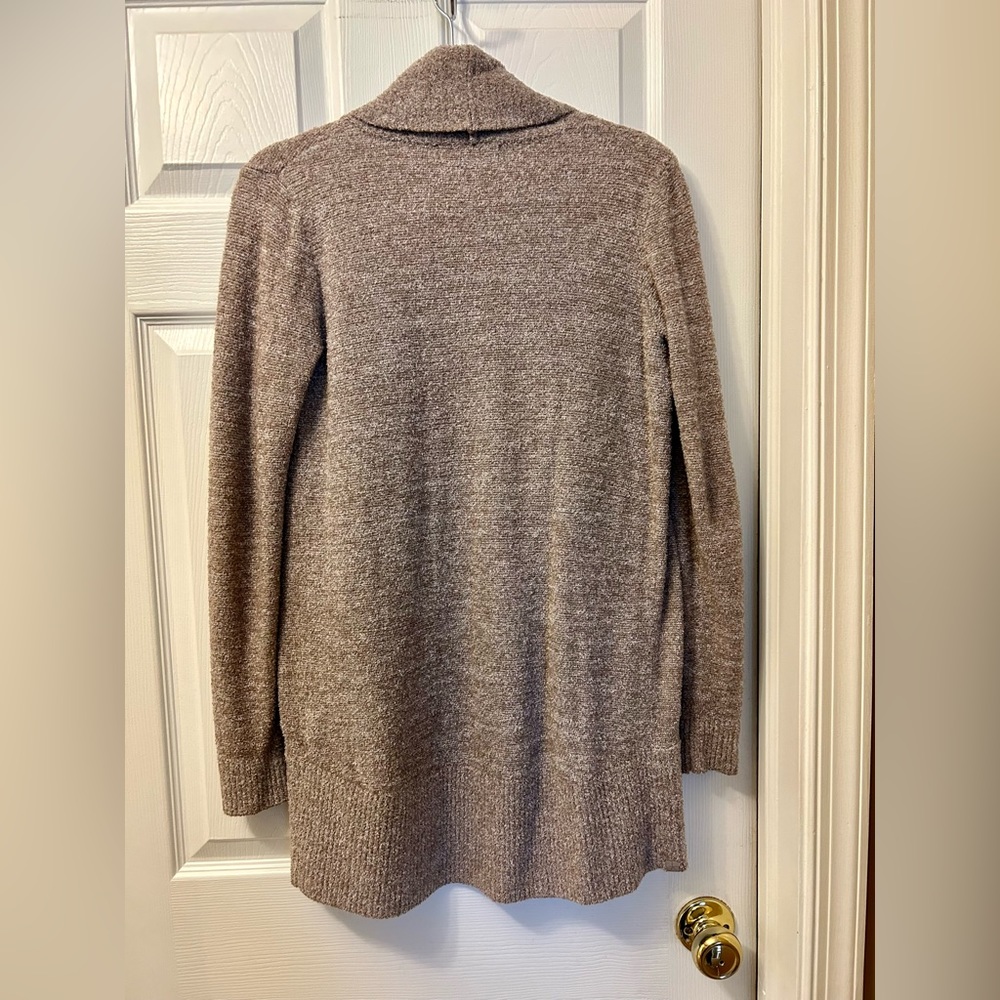 Barefoot Dreams CozyChic Lite Circle Cardigan in Heather Cocoa/Pearl (Rare) - Picture 12 of 12